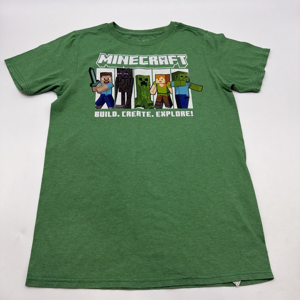 Mojang Studios Oficial Minecraf T-shirt Youth Boys XL Green Graphic Print.#44409