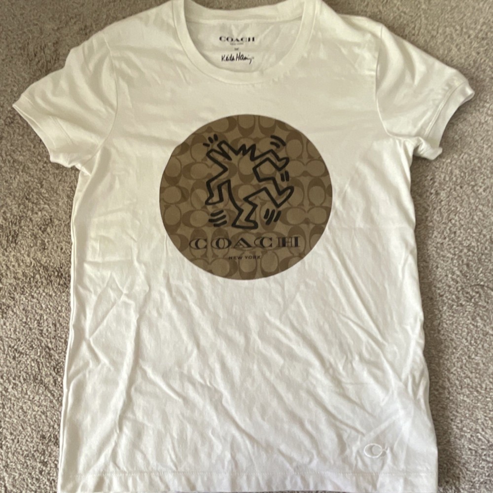 Coach x Keith Haring Women's Graphic Print Embroidered Cotton T-Shirt XS White