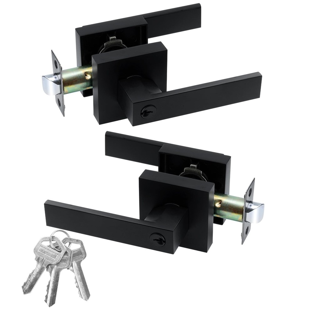 Entry Door Lock Set, Square Door Lever for Bedroom, Passage Door Privacy Lock...