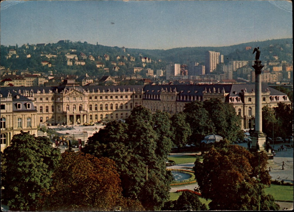 Neues Schloss Stuttgart Baden-Wurttemberg Germany vintage postcard d598