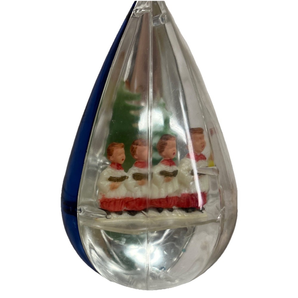 Jewelbrite By Decor Vintage Christmas Ornament Diorama CAROLERS Blue Teardrop