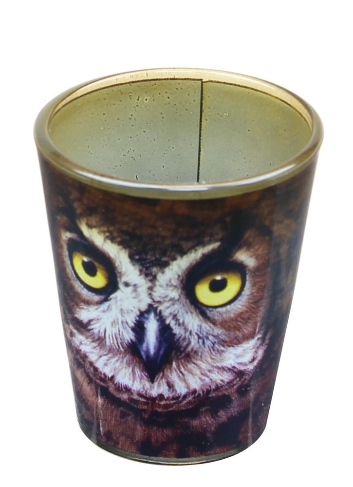 Owl Face Design 2oz Glass Shot Cup for Fun Parties  