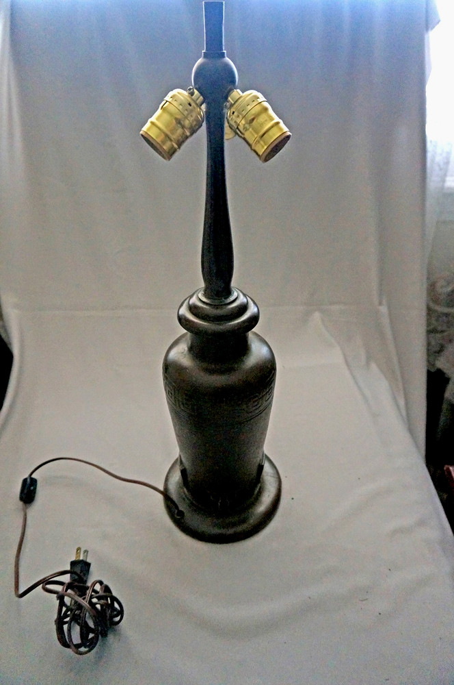 Antique Signed Handel #6637 Arts & Crafts Bronze Library Table Lamp Base