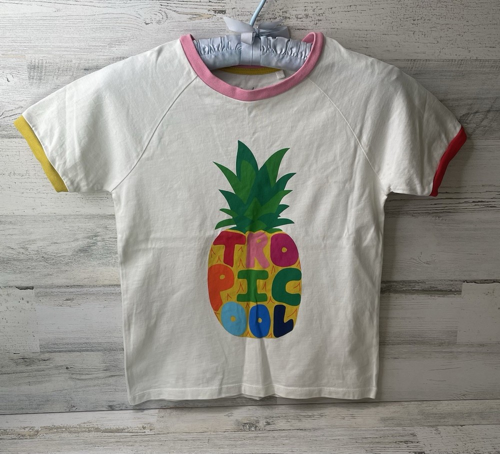 Mini Boden Short-Sleeve Ringer Tee Shirt Tropicool Pineapple Shirt Girl’s 9-10