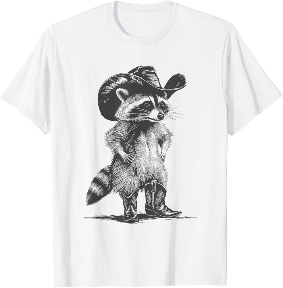 Racoon Cowboy Funny Racoon Graphic Meme Men Women T-Shirt