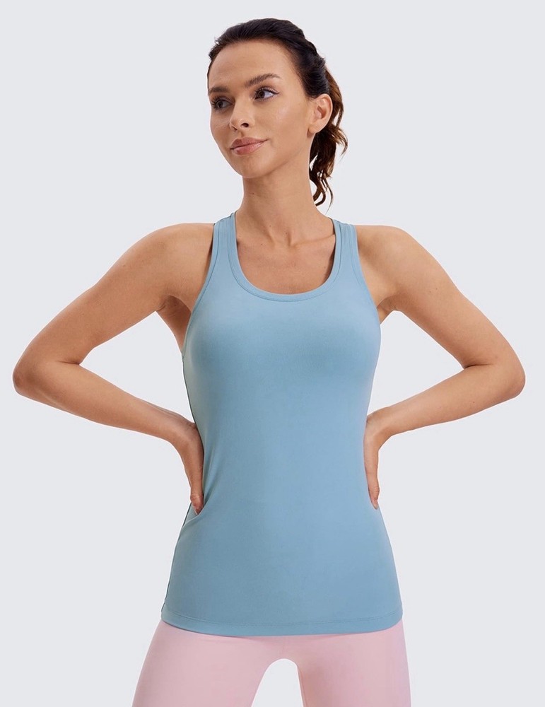 CRZ YOGA Women's Butterluxe Workout Tank Top Racerback Camisole Pure Blue Size M