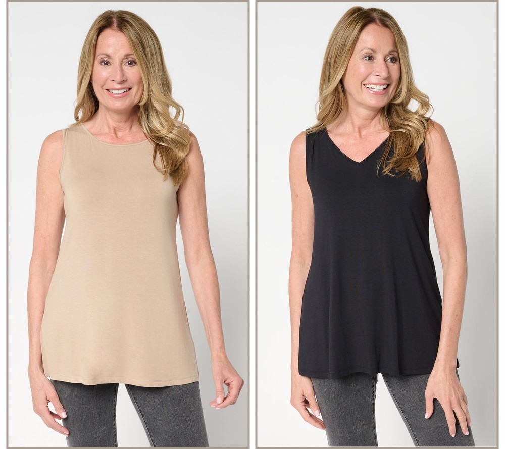 SUNNYLiFE Women's Top Plus Sz 2X Crew V-Neck Tanks Multi-colored A702428