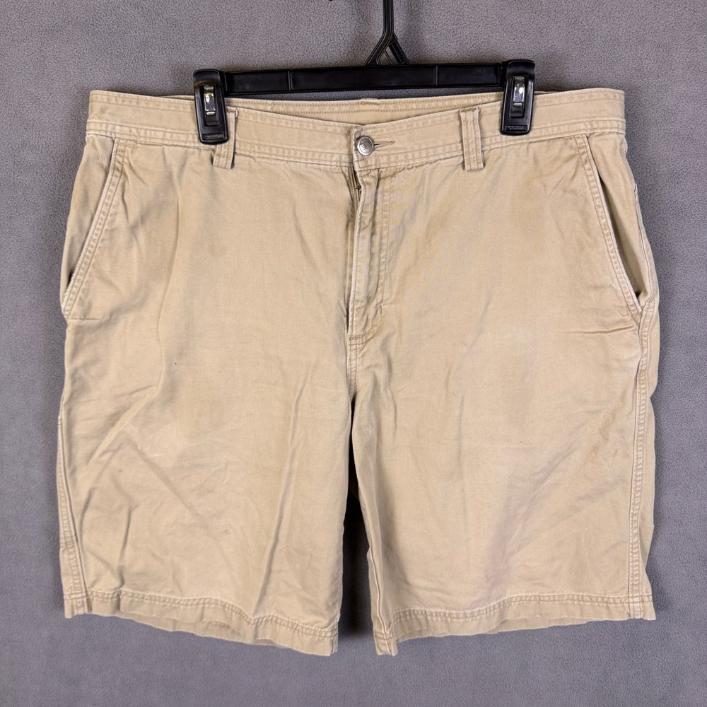 The North Face Mens Cargo Shorts 38 Khaki Cotton Canvas Utility Hiking Outdoor