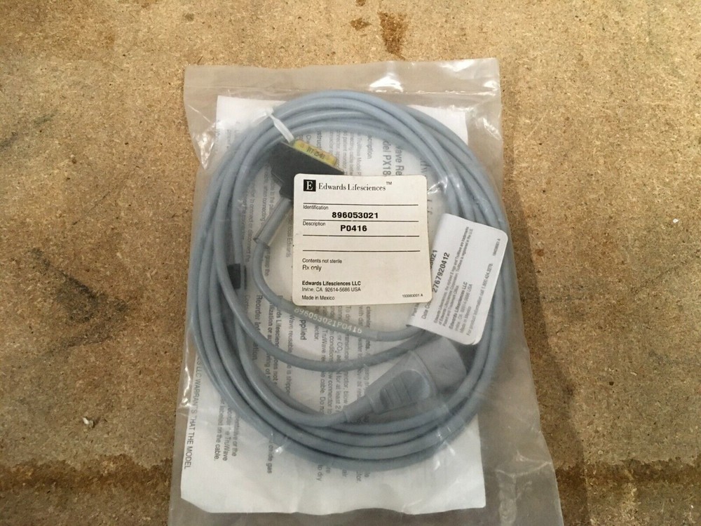 Edwards Lifesciences PX1800 Truwave Reusable Transducer Cable P/N 896019021