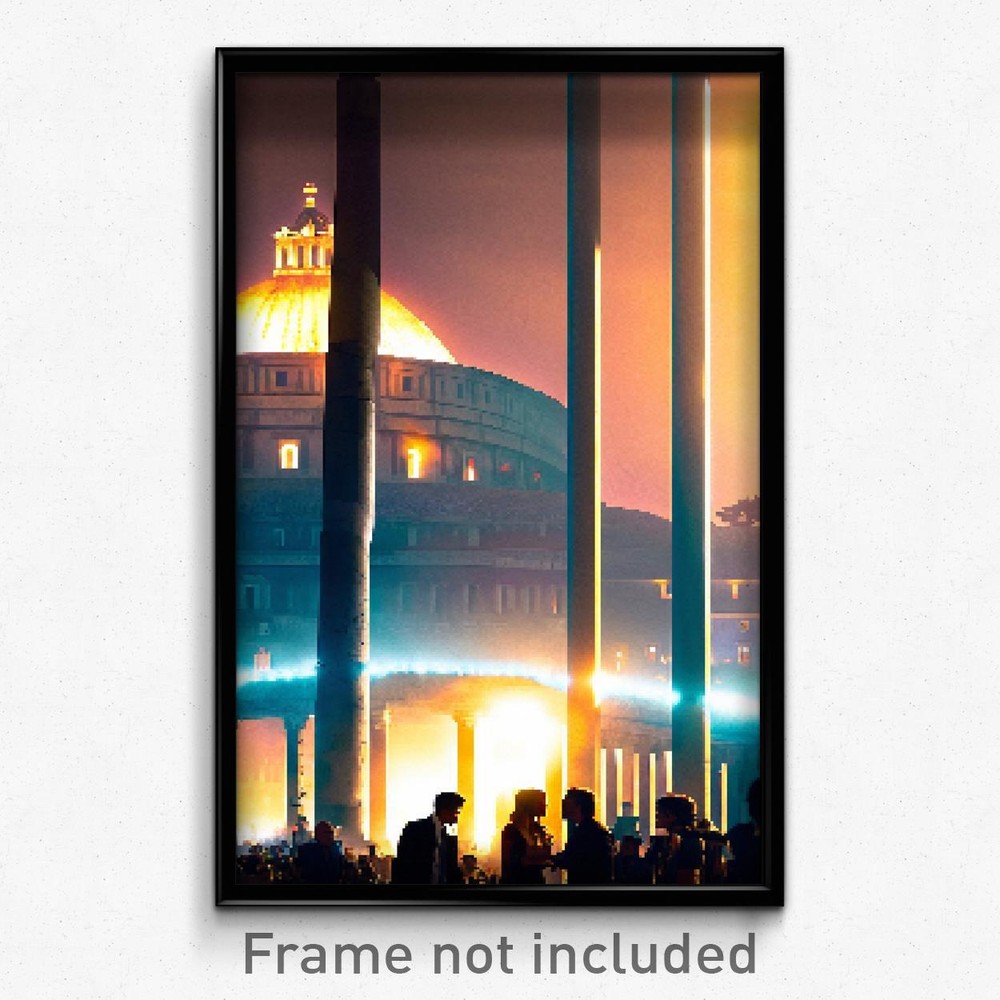 Pixel Art Poster - Electric Rome (8 Bit Psychedelic Trippy Video Game Print)
