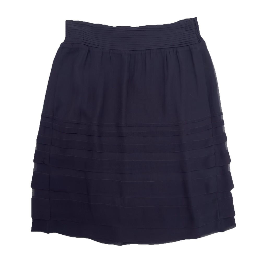 Gerard Darel Skirt Women’s Size 36 Silk Navy Midi Lined Ruffle