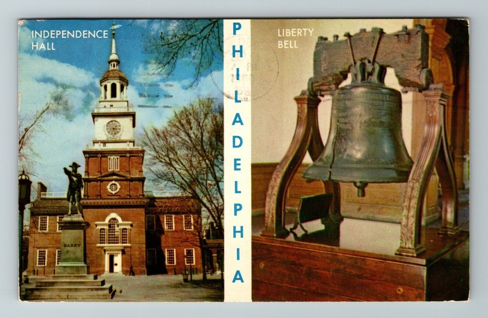 Philadelphia PA-Pennsylvania, Independence Hall, Bell, Vintage Postcard
