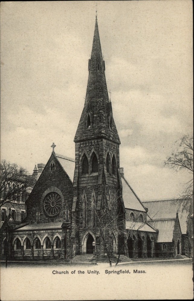 Springfield Massachusetts Church of Unity steeple bell UDB c1905 postcard sku717