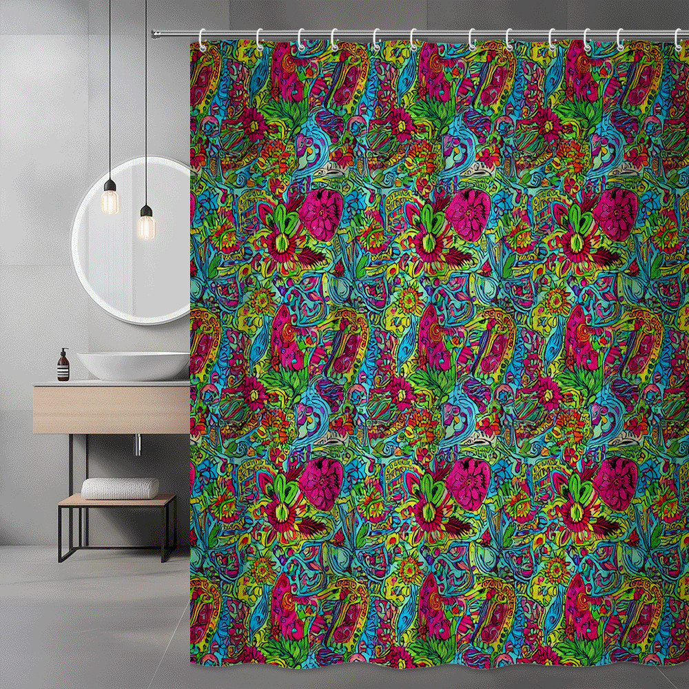 Colorful Floral Paisley Shower Curtain Abstract Print