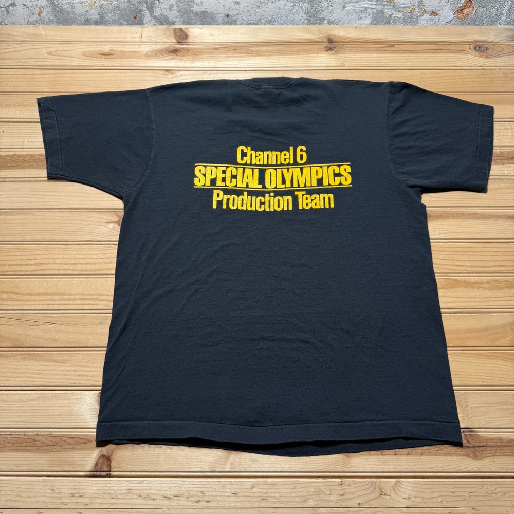 Vintage 90s Channel 6 Special Olympics Production Team Graphic T-Shirt USA - XL