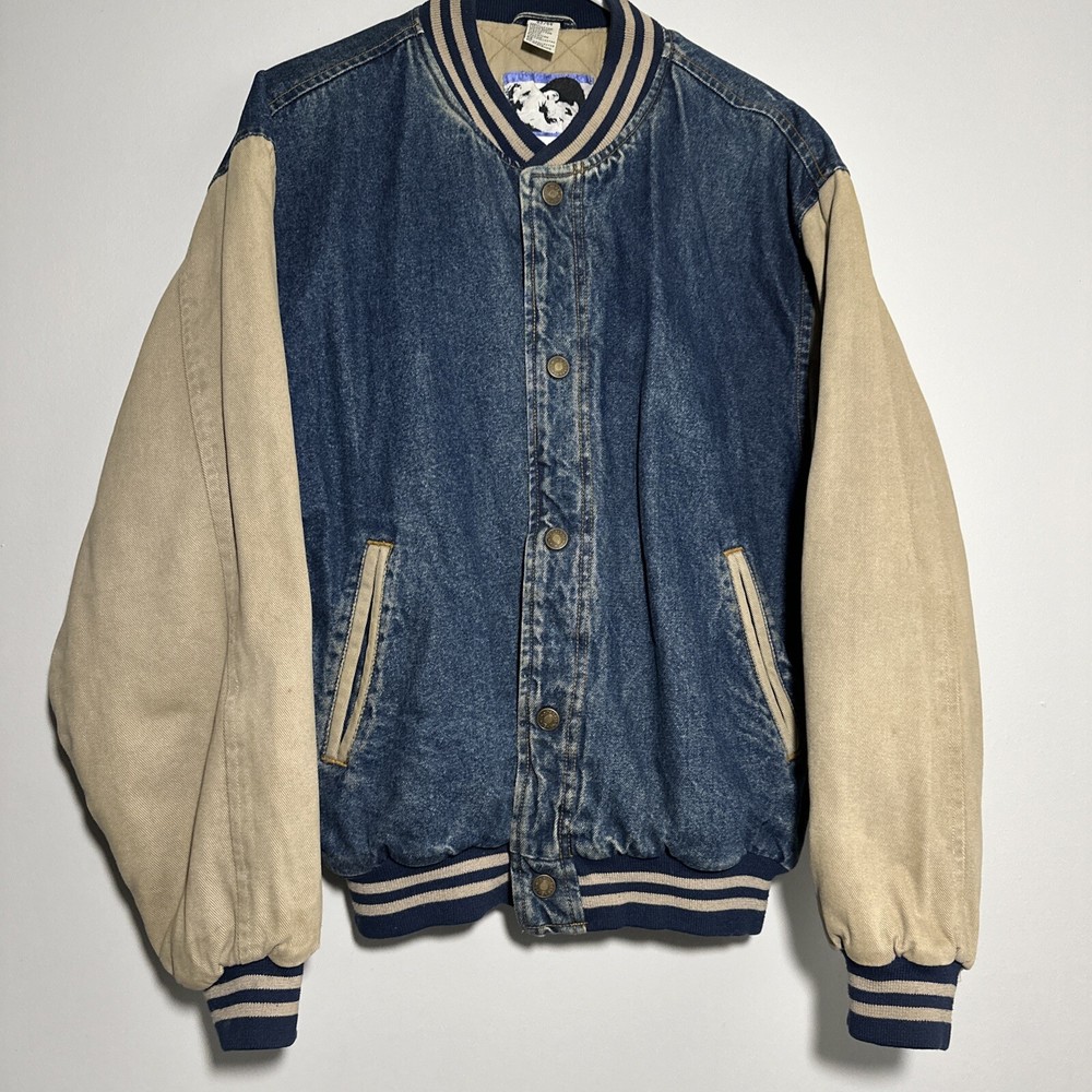 Vintage Todays News Denim Bomber Jacket L 42-44