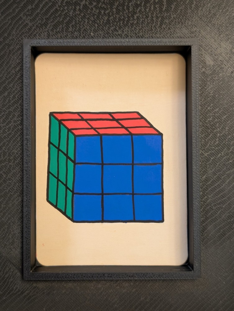 ACEO Original Hand Painted Acrylic Rubik's Cube Art