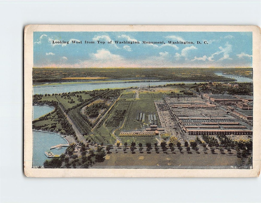 Postcard Looking West from Top of Washington Monument DC District of Columbia