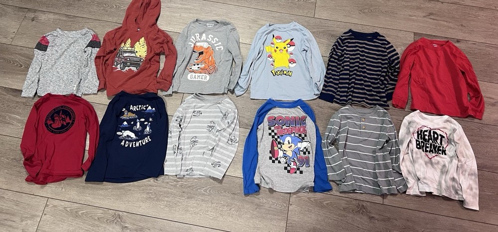 Boys Lot of 12 Size 5T Long Sleeve Shirts Assorted Colors and Brands Cool Lot