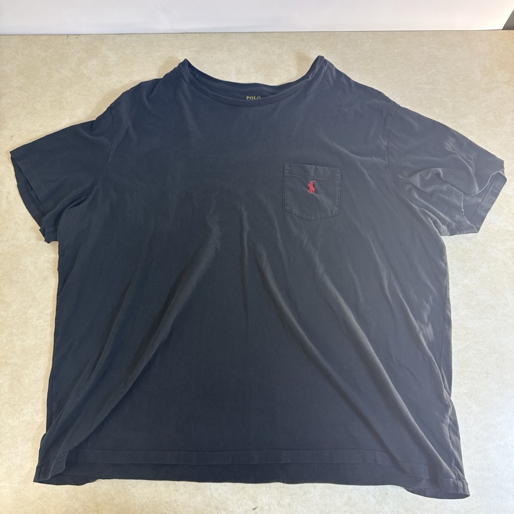 Polo Ralph Lauren Shirt Adult 2XL Black U Neck Cotton Short Sleeve