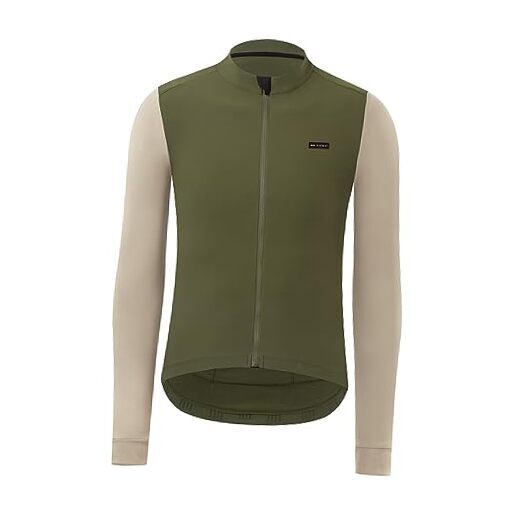 Men's Winter Cycling Jersey Thermal Long Sleeve X-Large Army Green-khaki