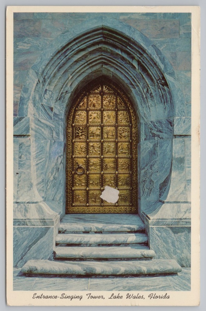 State View~Entrance Singing Tower Lake Wales Florida~Vintage Postcard
