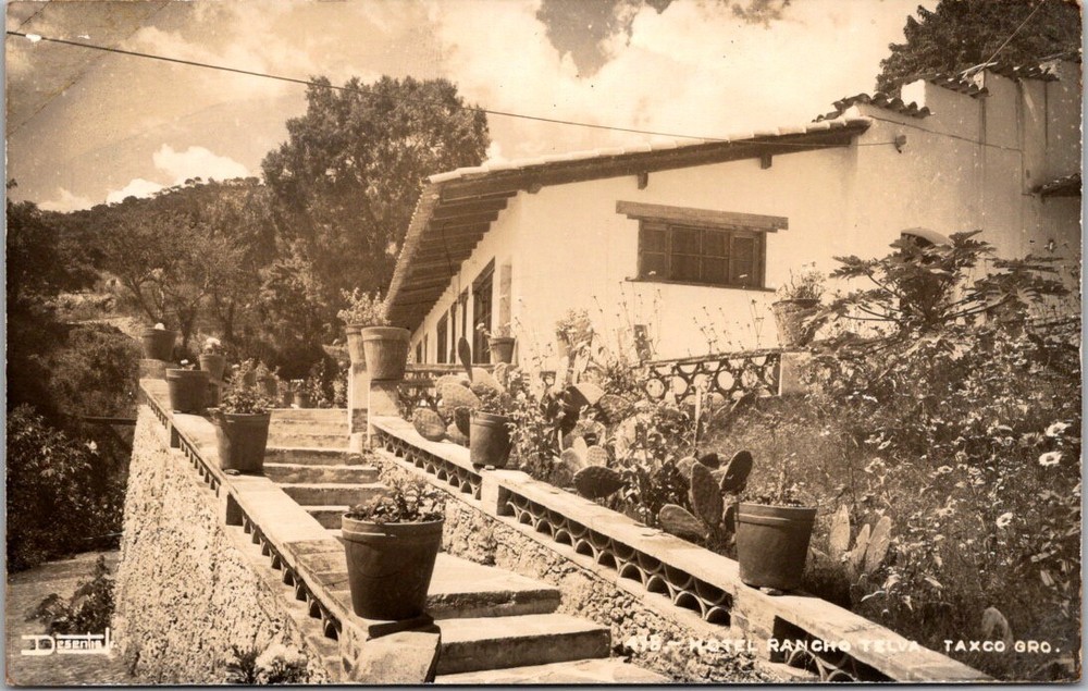 Vintage RPPC Hotel Rancho Telva Taxco Mexico Real Photo