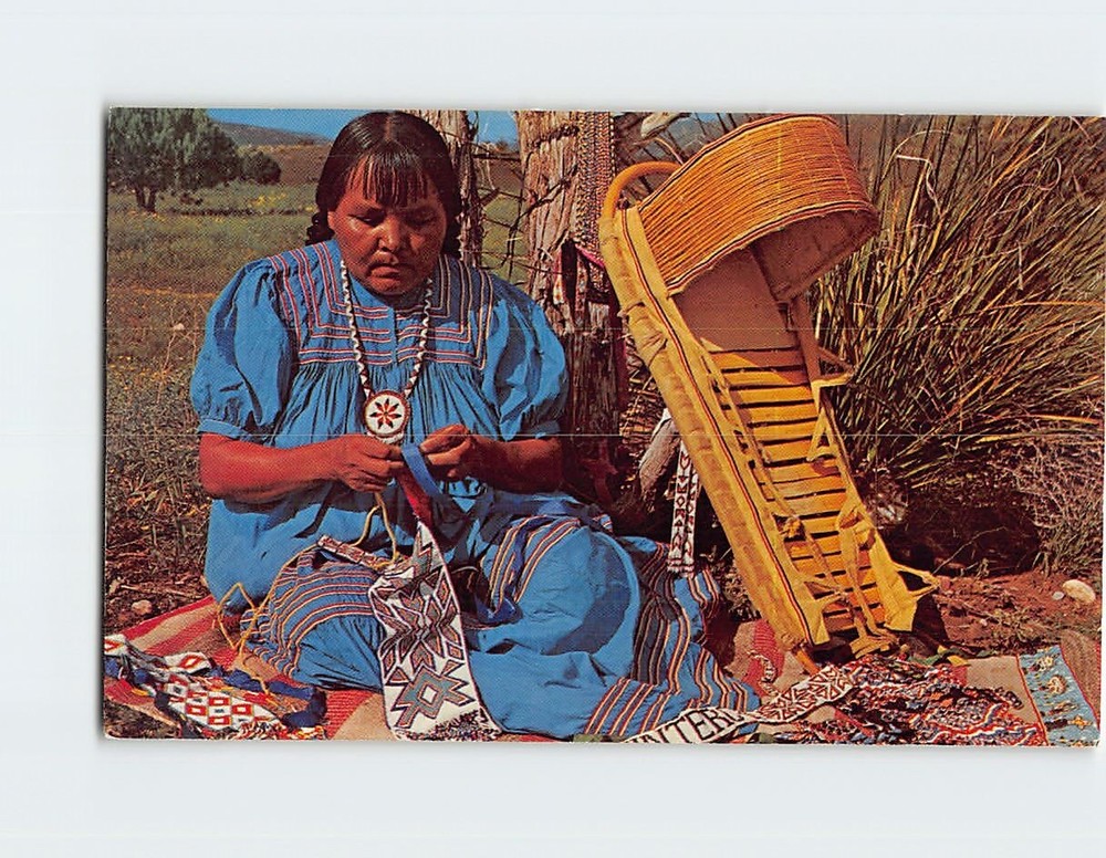 Postcard Apache Woman Bead Maker