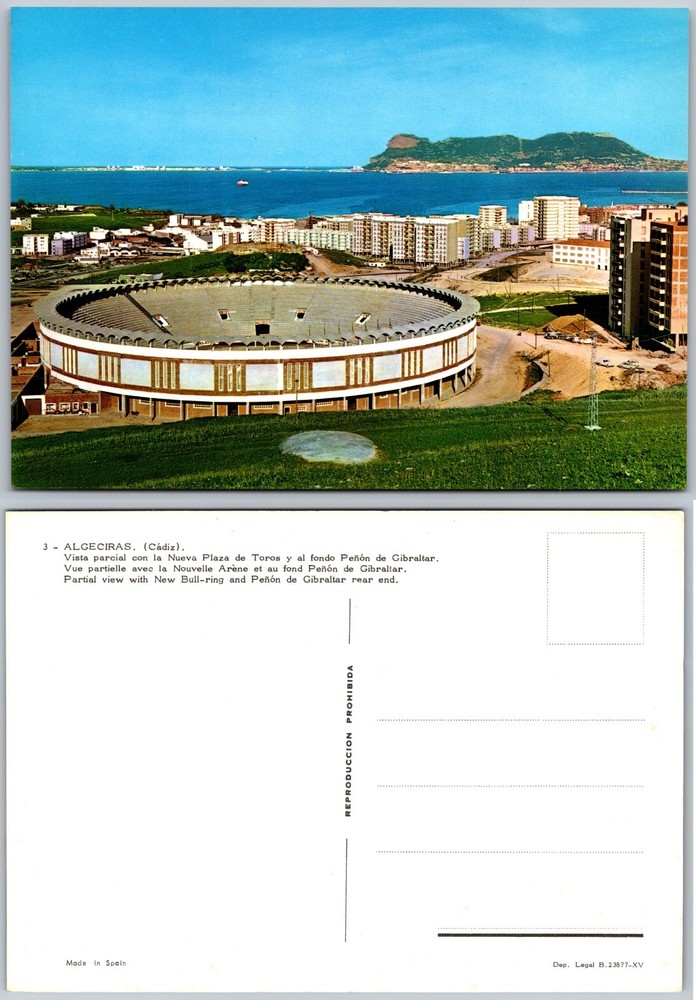 Continental Bullring and Bay Algeciras Spain Postcard