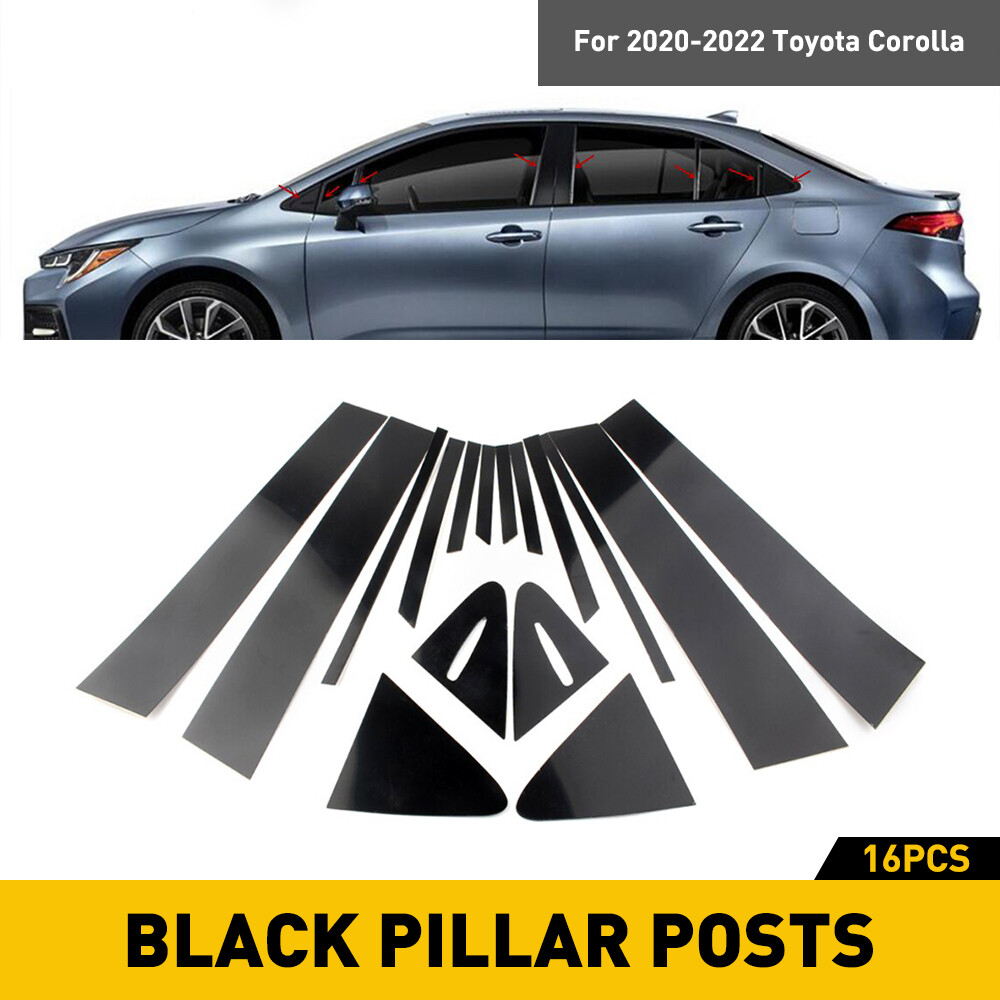 16 Pcs Car Door Window Pillar Post For 2020 2021 2022 Toyota Corolla Gloss Black