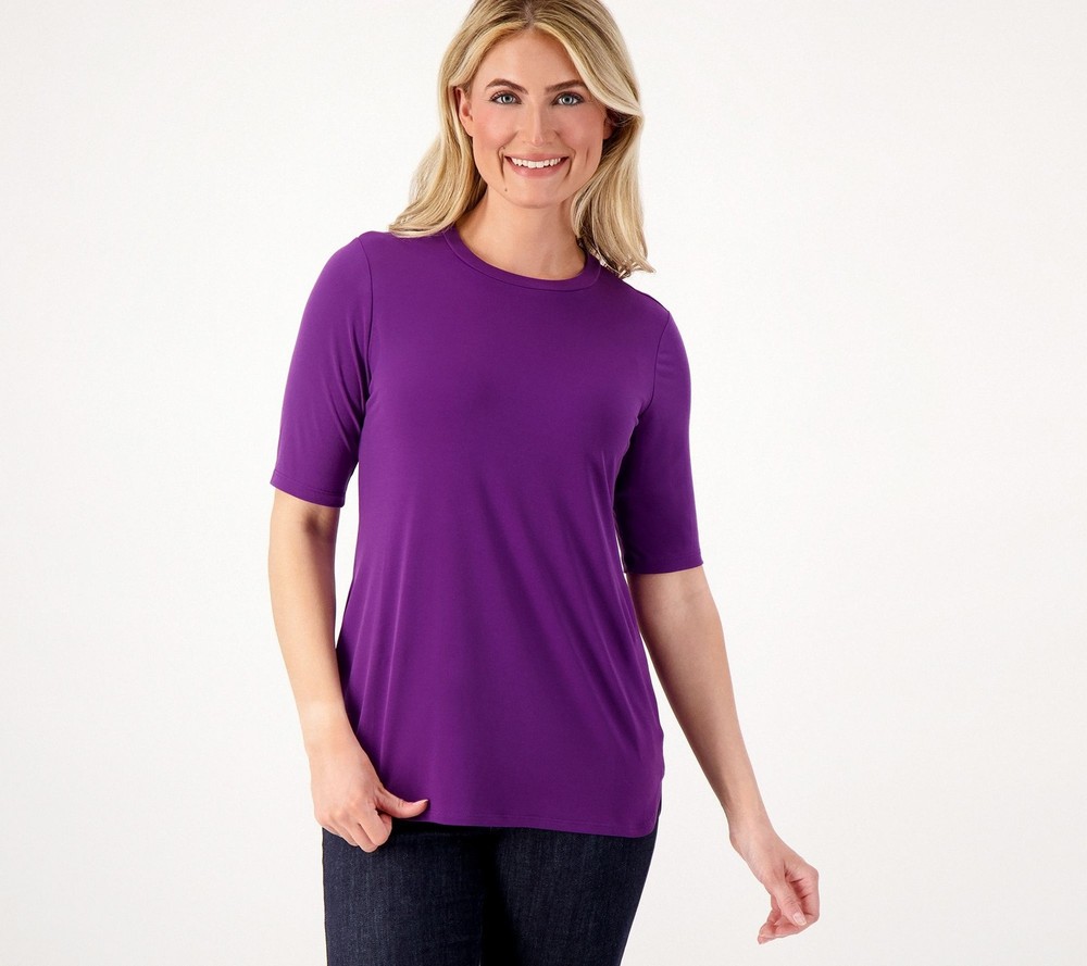 Susan Graver Women's Top Sz L Essentials Liquid Knit Purple A399642