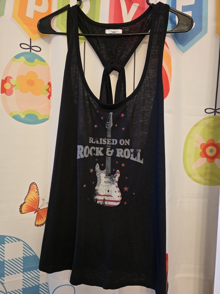 Maurices Women's Black Racerback Rock N Roll Tank Top 1X
