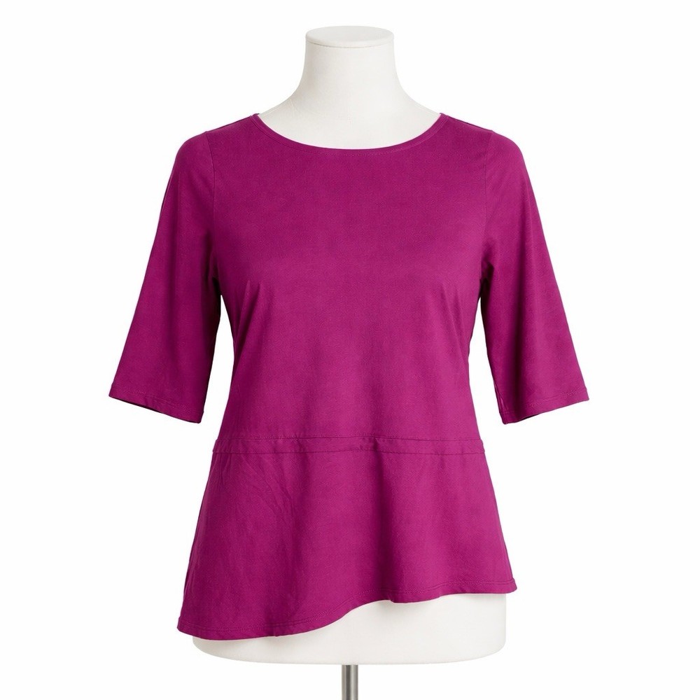 J Jill Pure Jill Top Womens PXS Petite XS Purple Magenta PJ Boat Neck Asymmetric