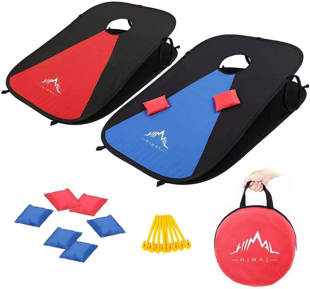 Himal Collapsible Portable Corn Hole Boards with 8 Cornhole Bean Bags (3 X 2-Fee