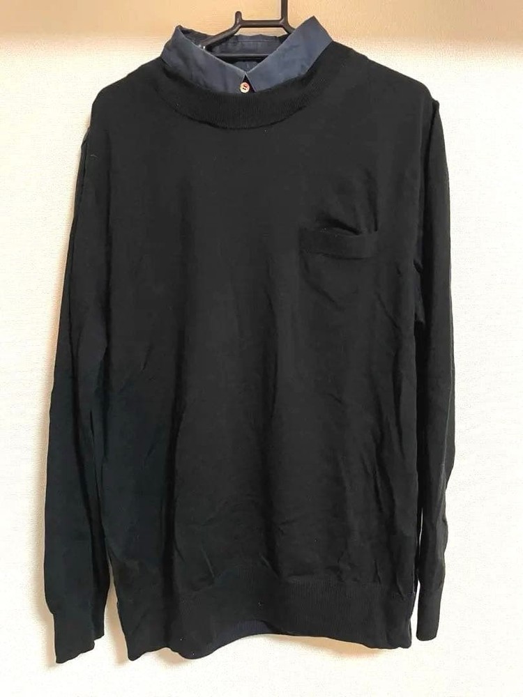 sacai Knit Docking Shirt M Black Navy Vintage Style Slight Wear
