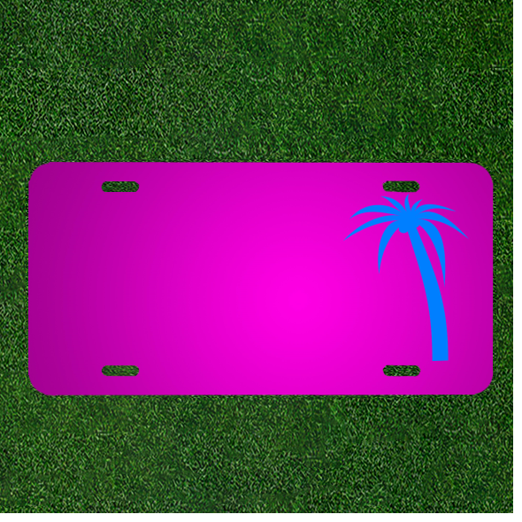 Custom Personalized Car License Plate Featuring Names Added to Palm Tree Palm Design