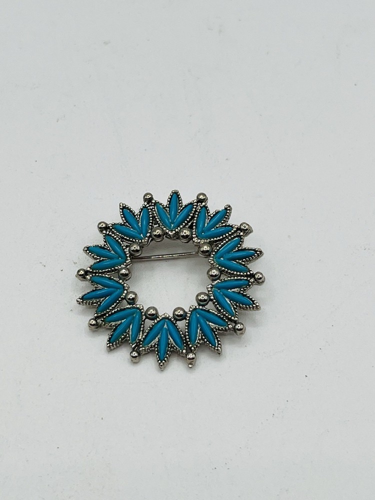 Vintage Southwest Faux Turquoise Starburst Brooch