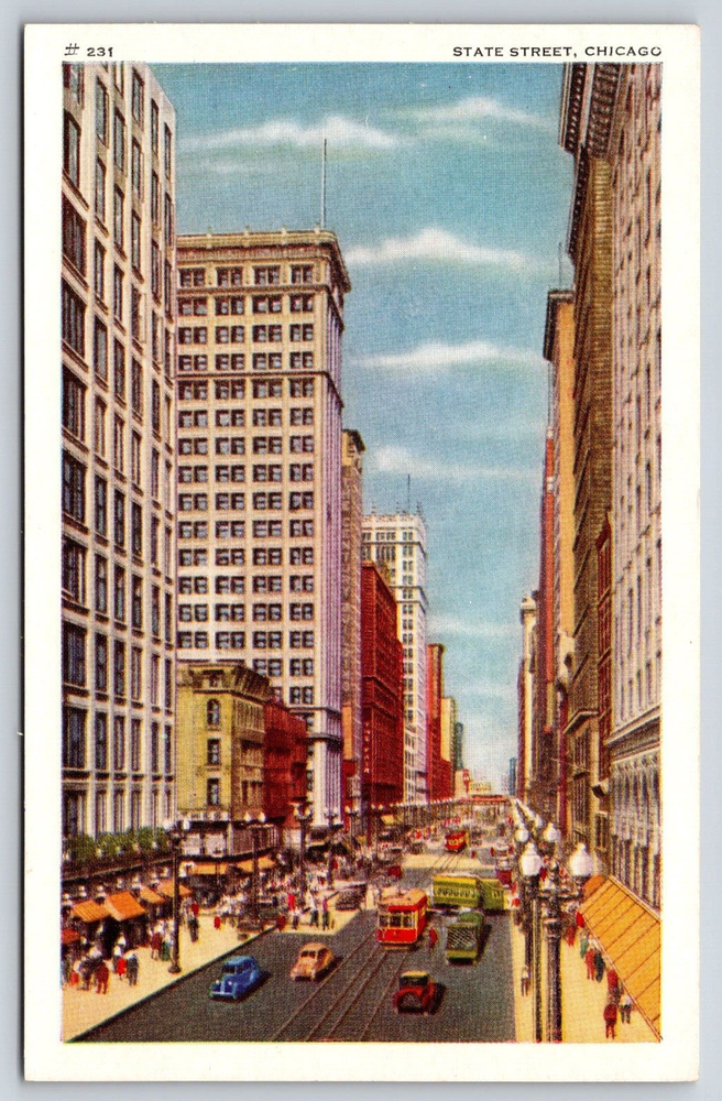 Original Vintage Antique Postcard Chicago Illinois State Street Shopping Center