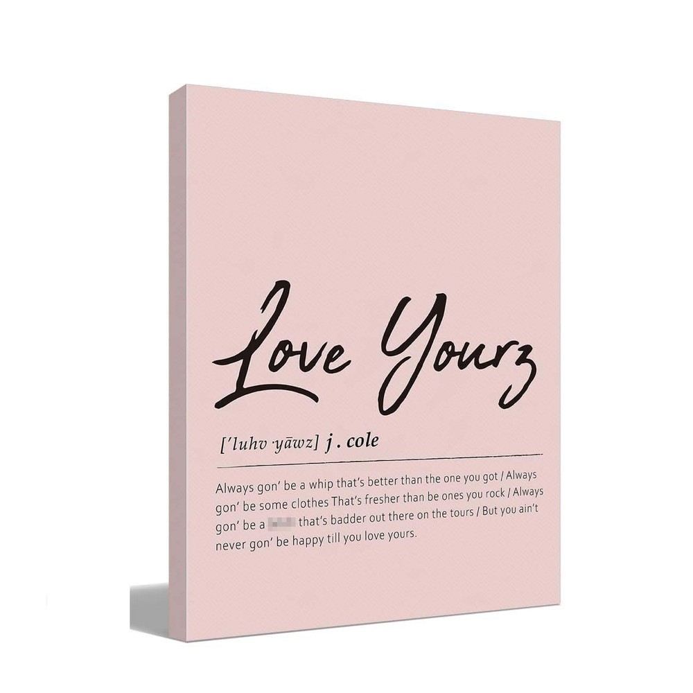BIWSHA Rap Quotes Love Yourz Lyric Definition Pink Hip Hop Canvas Wall Art Pr...