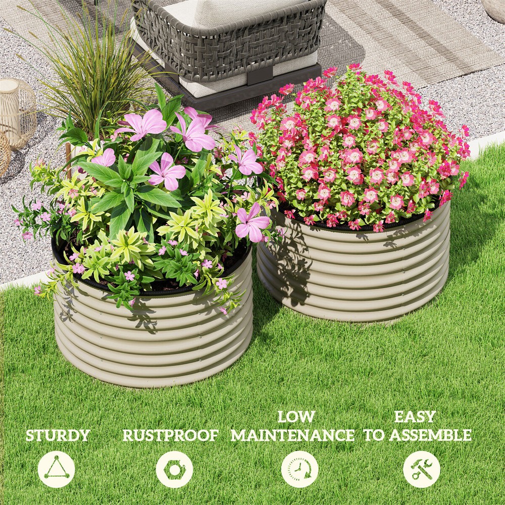 Galvanized Steel Garden Bed Planter Box Durable Outdoor Planting Container