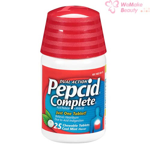 Pepcid Complete Dual Action Acid Reducer Cool Mint Flavor 25 Chewable Tablets