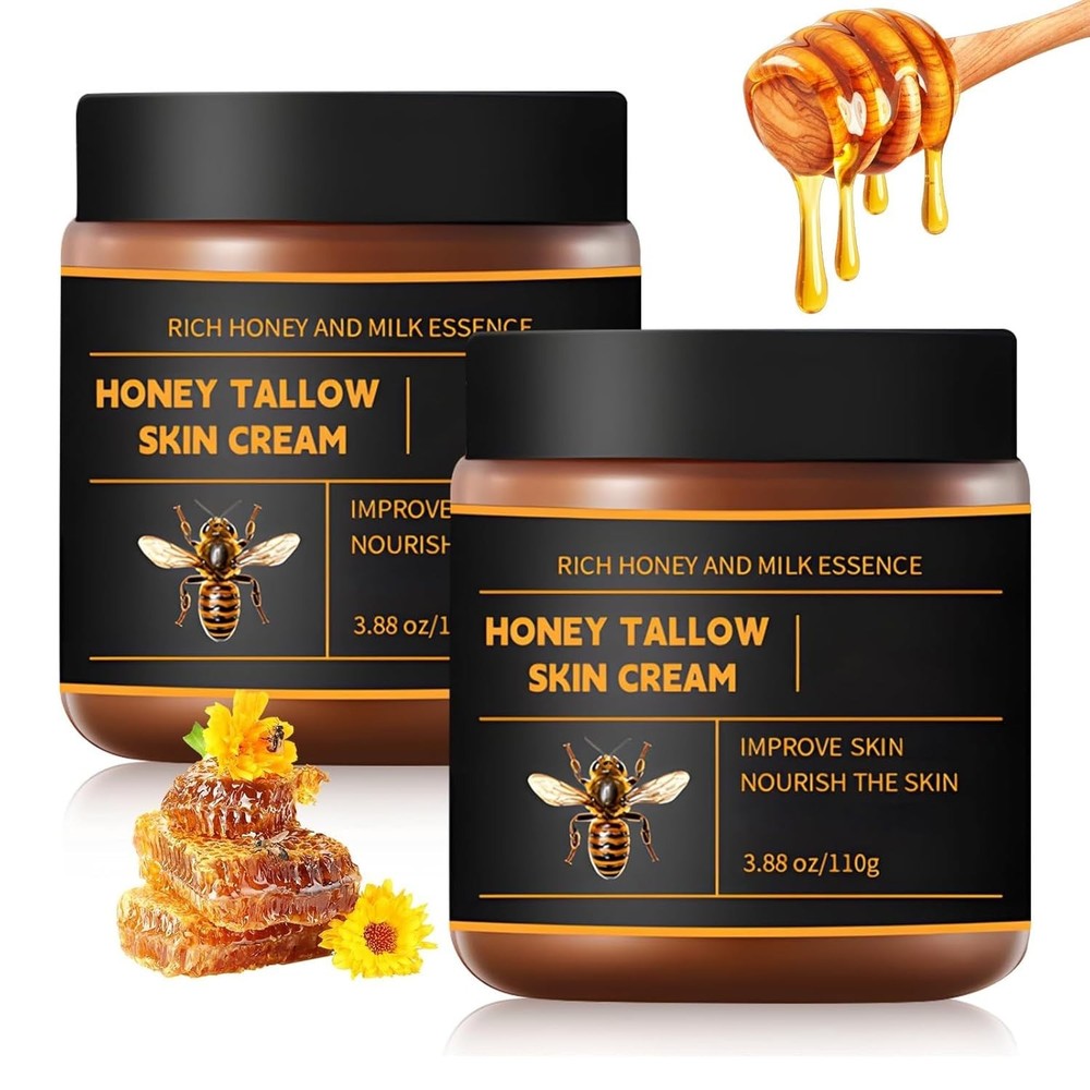 Beef Tallow for Skin, Tallow and Honey Balm for Face, Organic Grass-fed Beef
