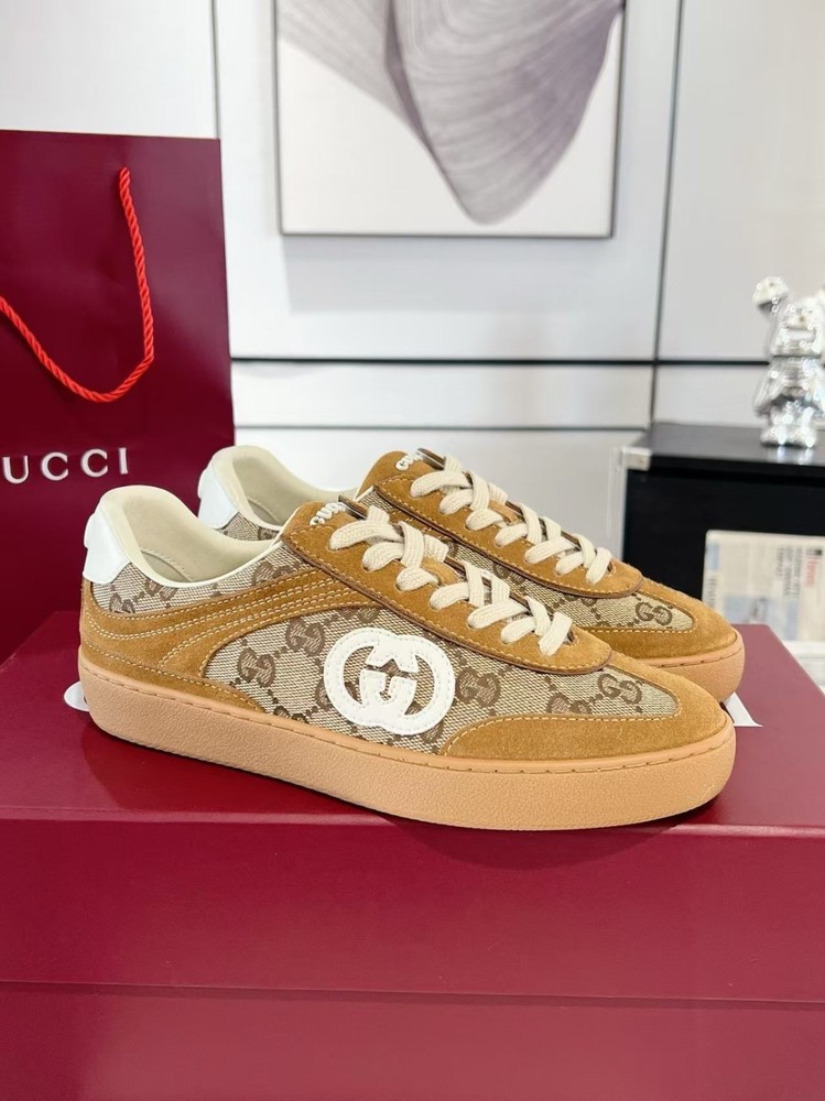Gucci Lido Light yellow Suede Low-Top Fashion Casual Men's