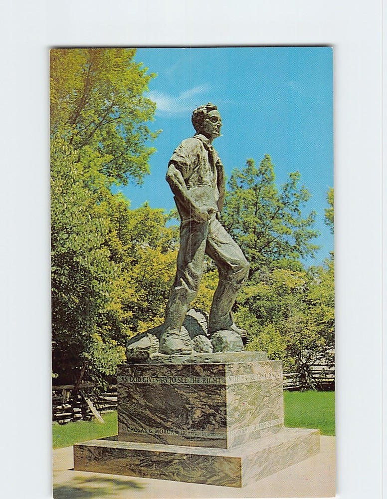 Postcard Abraham Lincoln from New Salem Statue New Salem State Park Illinois USA
