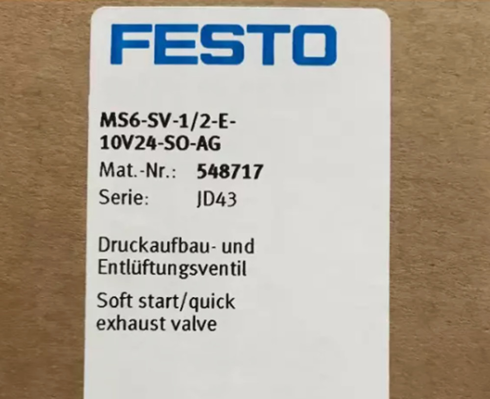 New In Box FESTO MS6-SV-1/2-E-10V24-SO-AG Quick Vent Valve