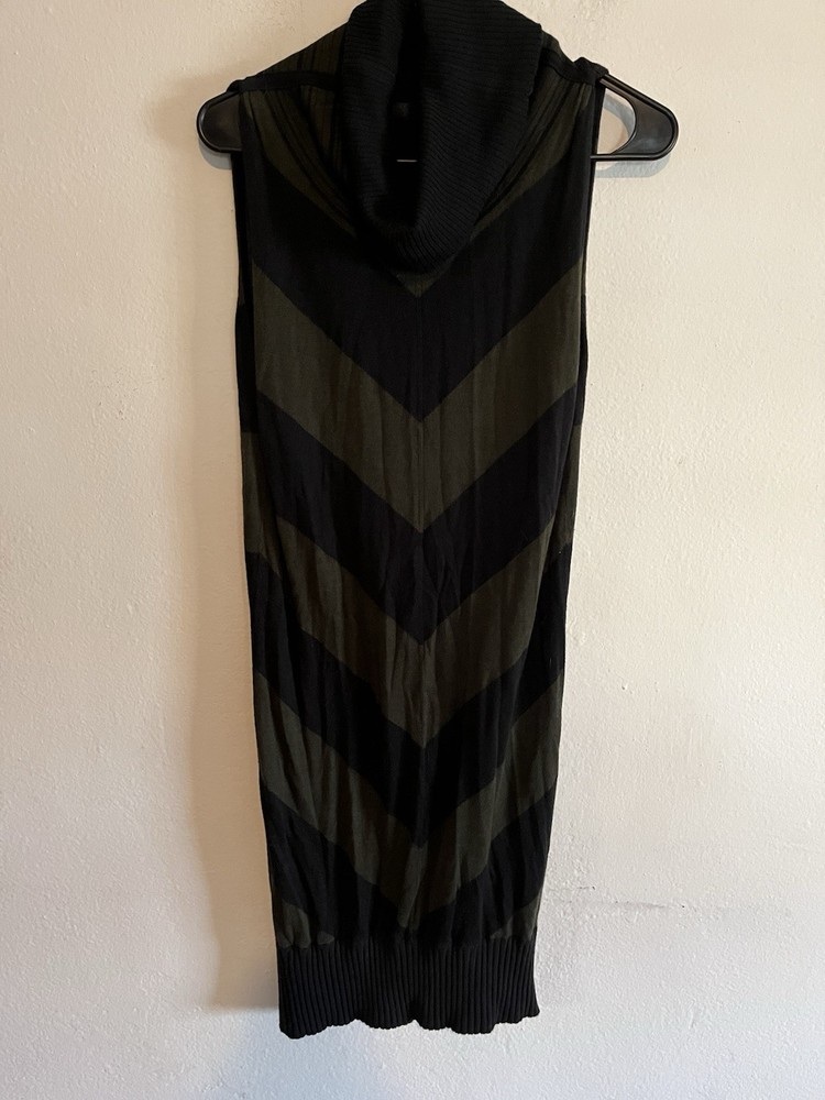 L.A.M.B Gwen Stefani Black & Green Cowl Neck Sleeveless Knit Midi Dress Small