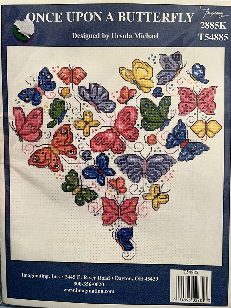 ONCE UPON A BUTTERFLY Butterflies Heart Nature Counted Cross Stitch KIT