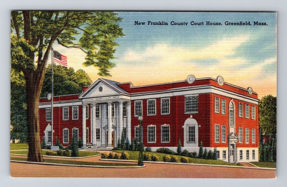 Greenfield MA-Massachusetts, New Franklin County Court House Vintage Postcard