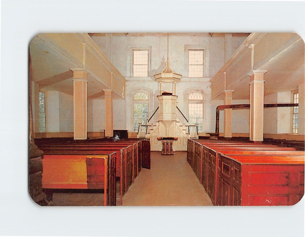 Postcard Interior Of Old Fort Herkimer Church NY