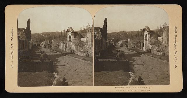 Photo:Pompeii Italy 1902 Street of the Tombs Ruins Antique Stereo Photo
